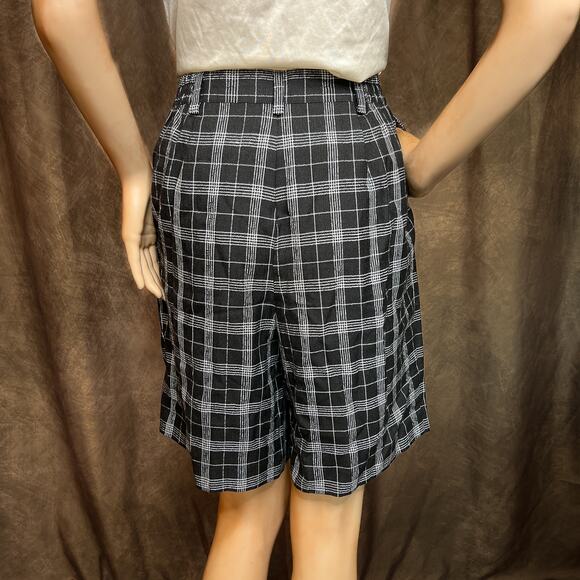 Savion Vintage High Rise Plaid Shorts Black White Wide Leg Women's 10 Preppy 90s - Picture 3 of 8